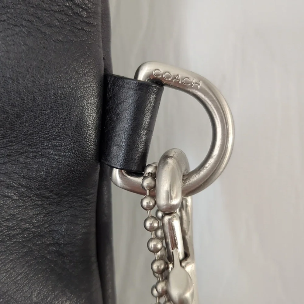 Coach F70558 Black Heritage Web Foldover Leather Messenger Bag